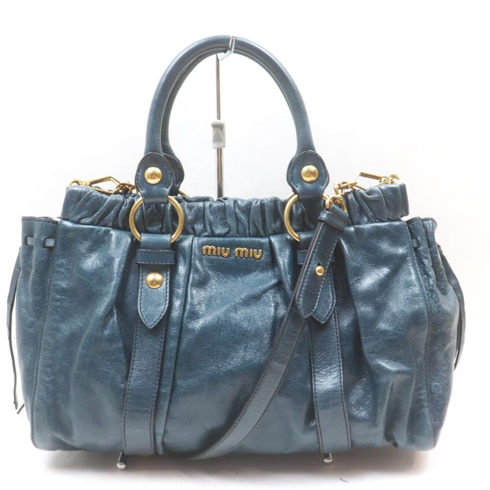 Miu Miu Hand Bag Blue Leather